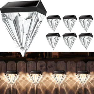 6 Pack Solar Fence Lights Diamond, Deck Lights Outdoor