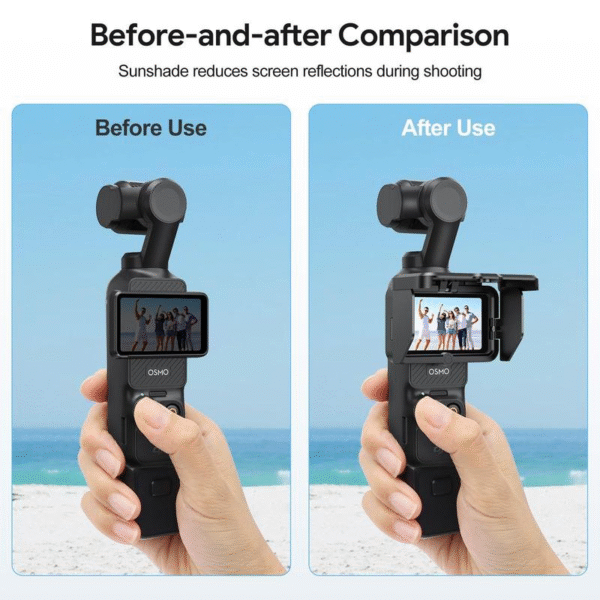 Foldable Screen Sunshade Case for DJI Osmo Pocket 3, Bundle Set with Anti-Glare Screen Protector & Sun Hood for Outdoor Shooting Accessories - Image 3