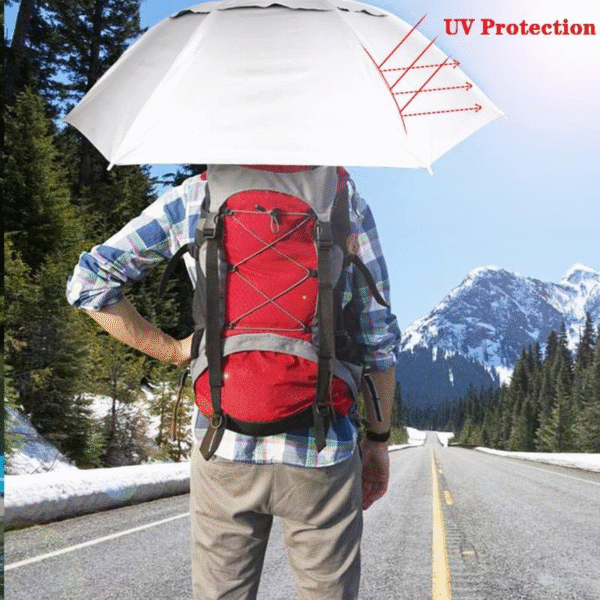 Head Umbrella Hat, Random Colours Compact Folding Hands Free Hat Umbrella for Adults Rain Sun Protection Gardening Fishing Hiking Beach Costume, 36 Inch Nature Cover - Image 8