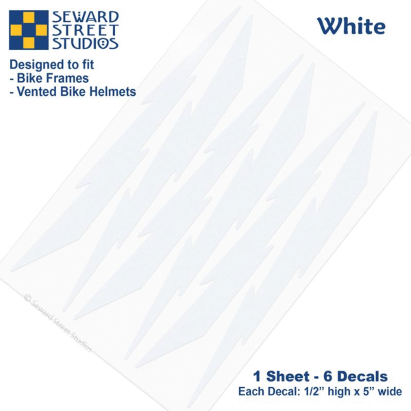 6 White Lightning Bolts Reflective Decal Set, Six Lightning Bike Frame Reflector Stickers Kit, Motorcycle Helmet Transfers Sheet / #674R-White - Image 4