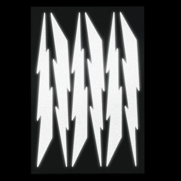 6 White Lightning Bolts Reflective Decal Set, Six Lightning Bike Frame Reflector Stickers Kit, Motorcycle Helmet Transfers Sheet / #674R-White - Image 3