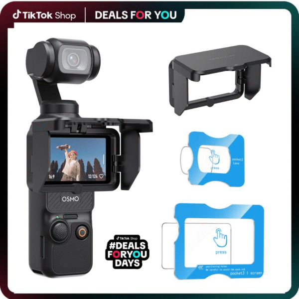 Foldable Screen Sunshade Case for DJI Osmo Pocket 3, Bundle Set with Anti-Glare Screen Protector & Sun Hood for Outdoor Shooting Accessories - Image 2