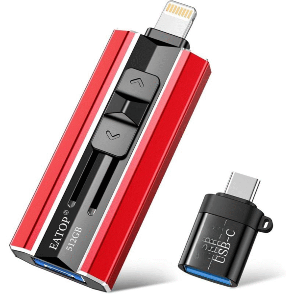 512GB 4-in-1 Flash Drive – For iPad, Android & PC (Red)