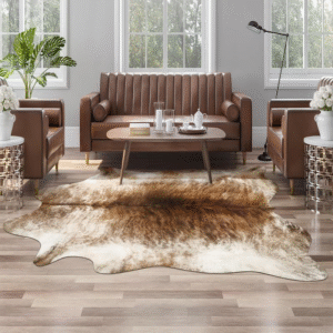 LOCHAS Luxury Western Cowhide Rug - Soft Faux Fur Carpet, Non-Slip Cozy Animal Print Decor for Stylish Bedroom & Living Room Floor or Wall