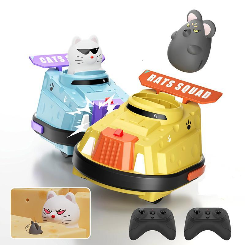 Remote Control Cheese Bumper Car, 2 Counts/Set Rechargeable RC Race Car Toy, Creative Cat and Rat War