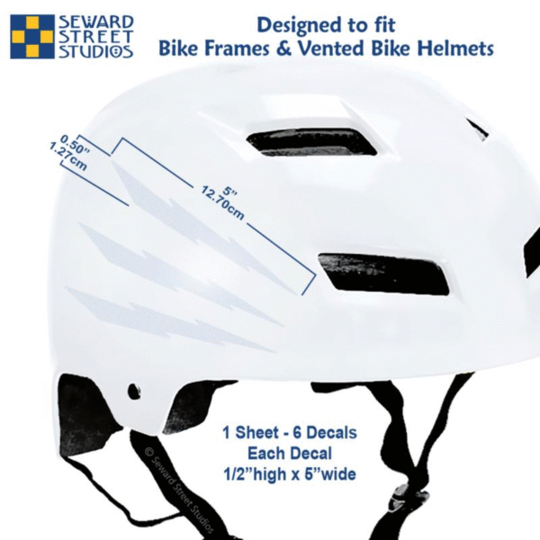 6 White Lightning Bolts Reflective Decal Set, Six Lightning Bike Frame Reflector Stickers Kit, Motorcycle Helmet Transfers Sheet / #674R-White - Image 2