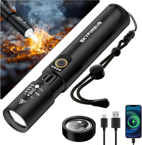 [Ultra-Portable]Skyfire 1353 Flashlight Cylinder Versatile Zoomable