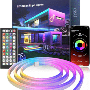 Nexillumi Neon LED Rope Lights 16.4FT IP67 Waterproof Flexible RGB Strip with App & Remote Control for Indoor Outdoor Home Decor