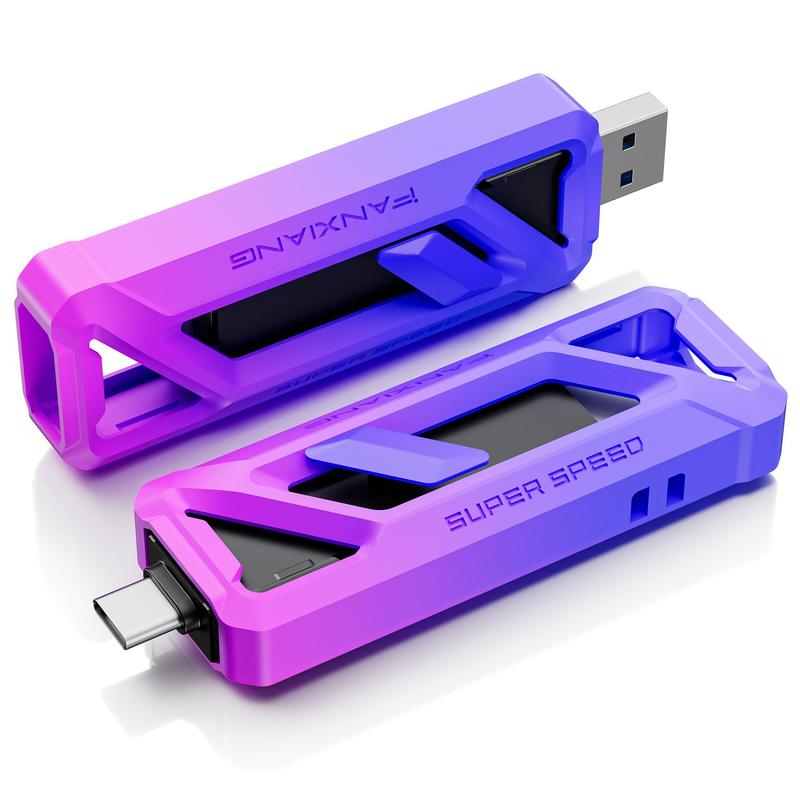 FANXIANG Flash Drive 512GB, up to 2050Mb/S USB 3.2 Gen2×2, USB Drive with USB a + Type C Flash Drive Swivel Design High Speed