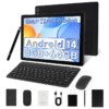10.1-Inch Android 14 Tablet, Powerful Octa-Core Tablet with Brilliant Display, 8+64GB, 2 in 1 Tablet with Keyboard and Mouse, Entertainment and Office