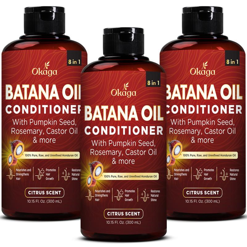 Okaga Batana Oil Conditioner – Support Hair Growth, Hydration, & Shine – 8 in 1 Formula of Natural & Organic Ingredients for Healthy Hair – (300 Ml)