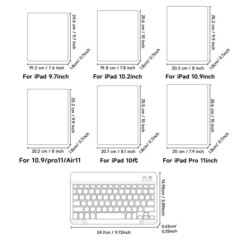 Wireless Keyboard & Mouse & Tablet Case & Mouse Pad Set, Rechargeable Tablet Keyboard Protective Cover with Backlight Keyboard, Tablet Accessories for Ipad 5/6/7/8/9/Th, Ipad Pro11, Ipad Air11