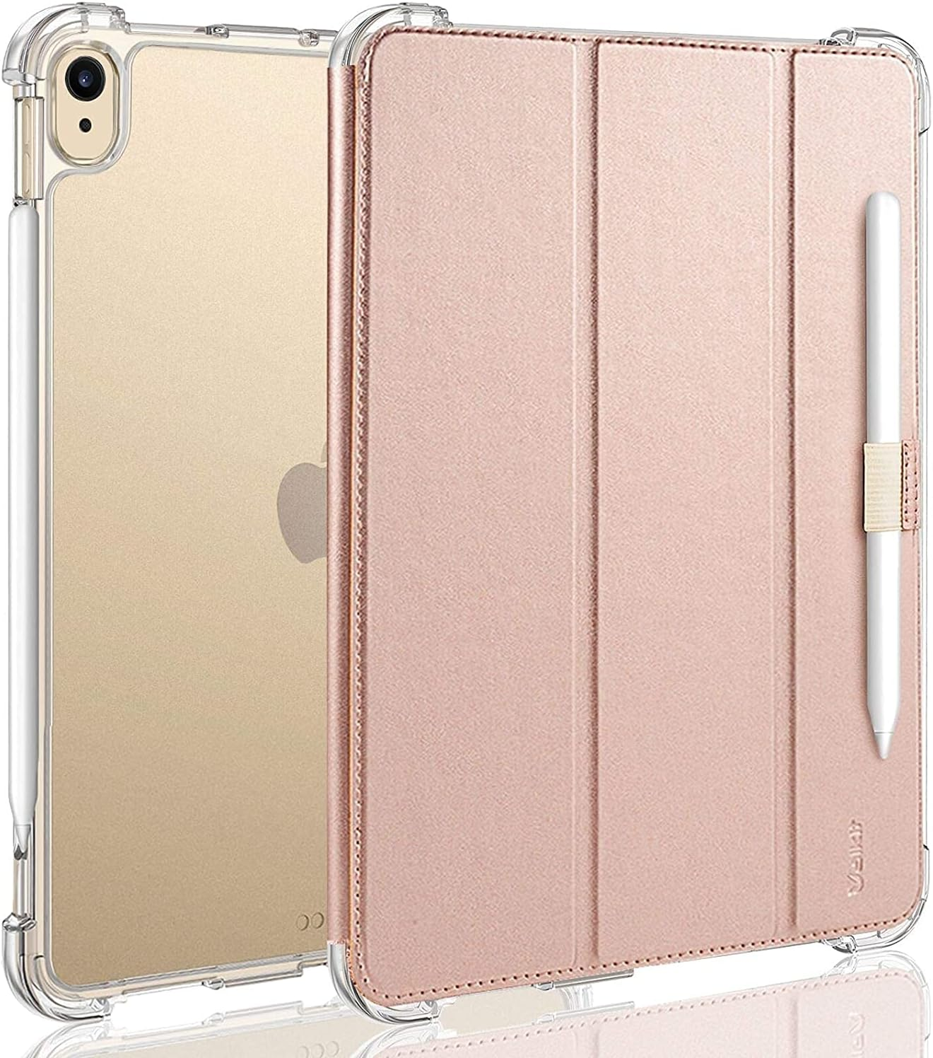 Case for Ipad Air 4Th Generation 2020, Ipad Air 4 10.9 Inch Case, [Support 2Nd Gen Apple Pencil Charging] Translucent Frosted Protective Smart Back Cover for Ipad Air 4 10.9″ 2020, Rose Gold
