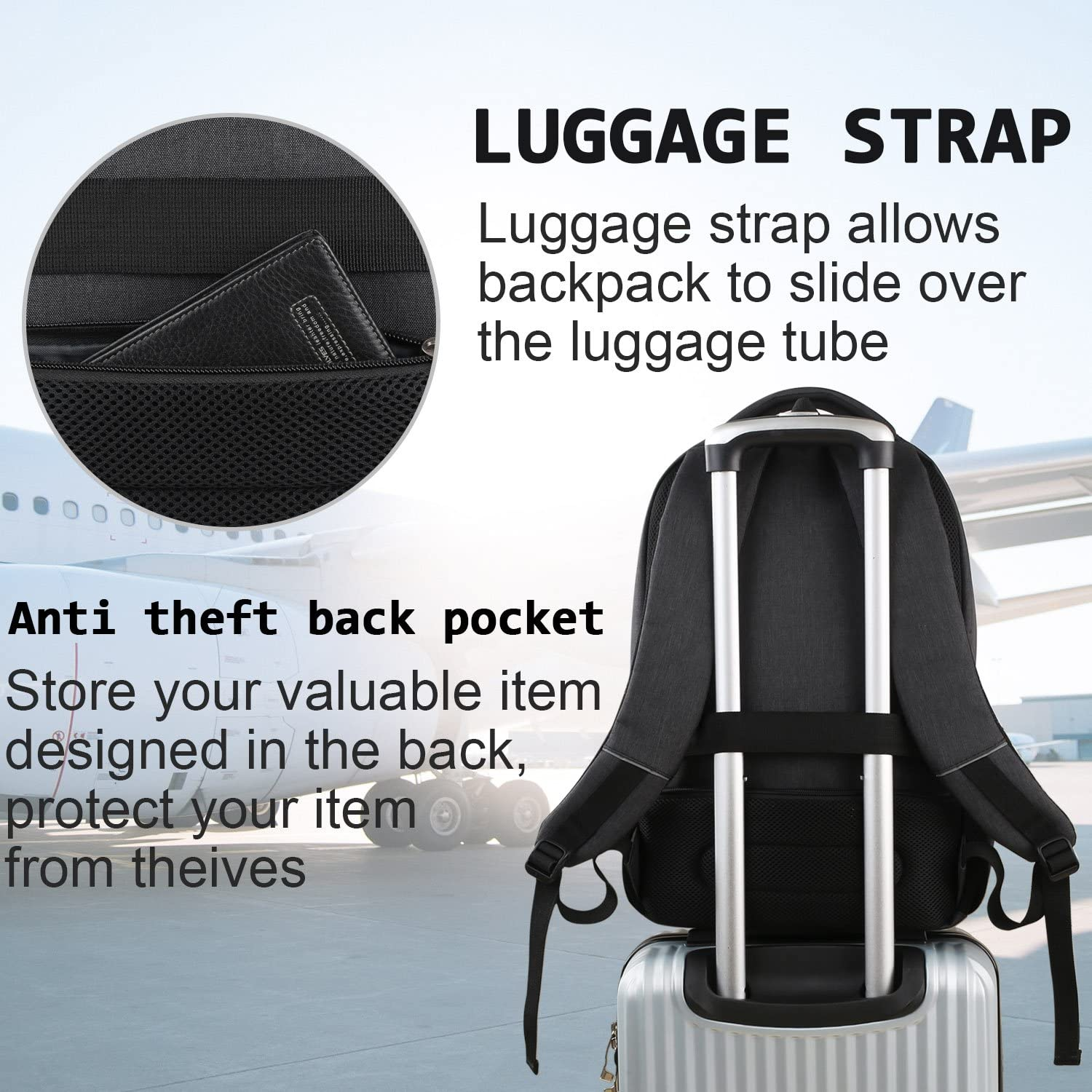 Laptop Backpack,Business Travel anti Theft Slim Durable Laptops Backpack with USB Charging Port,Water Resistant College Computer Bag for Women & Men Fits 15.6 Inch Laptop and Notebook – Black