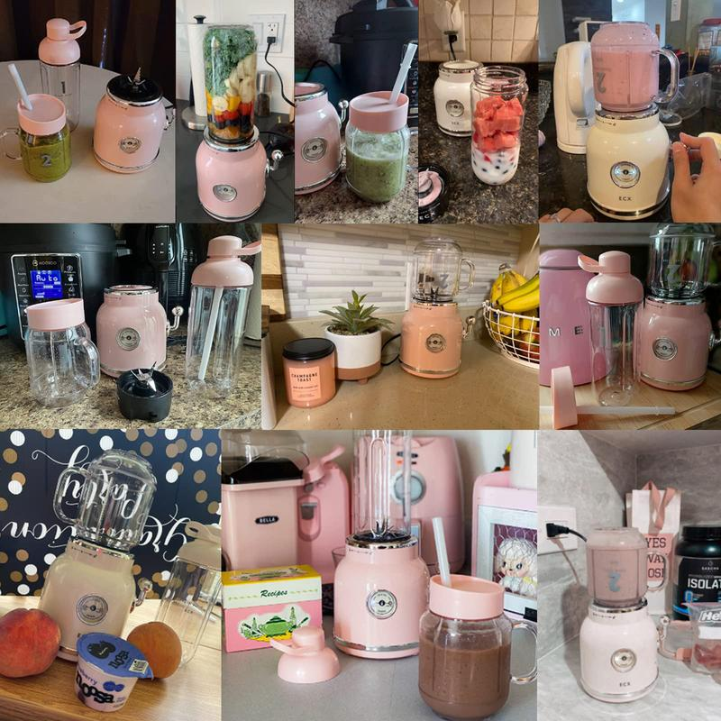 Smoothie Blender, Personal Blender for Shakes and Smoothies, with 6 Sharp Blades, 21Oz Travel Cup and Lids,Pink Machine,Function Blender Juicer