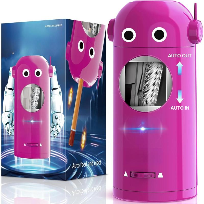 Electric Pencil Sharpener, Robot Pencil Sharpener for Colored Pencils 7-11.5Mm, Auto in & Out, Fully Automatic Rechargeable Hands-Free Pencil Sharpener for Home, Classroom, Operated School Supplies Stationery Set