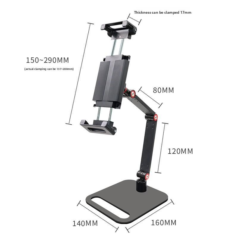 Hot-Selling Universal Portable Display Monitor Stand Live Streaming Shooting Desktop Phone Tablet Computer Stand Adjustable Desktop Phone Holder Cellphone Smartphone Mount Black-Desktop Arm Stand–Tablet Clamp