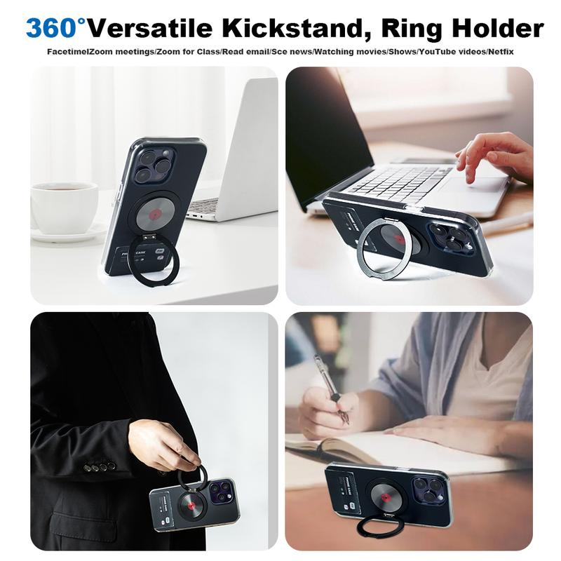 Upgraded Magnetic Stand Case for Iphone 13 14/15Pro/15Plus /14Promax CD Style with 360° Rotatable Ring Shockproof Kickstand Case Compatible with Magsafe
