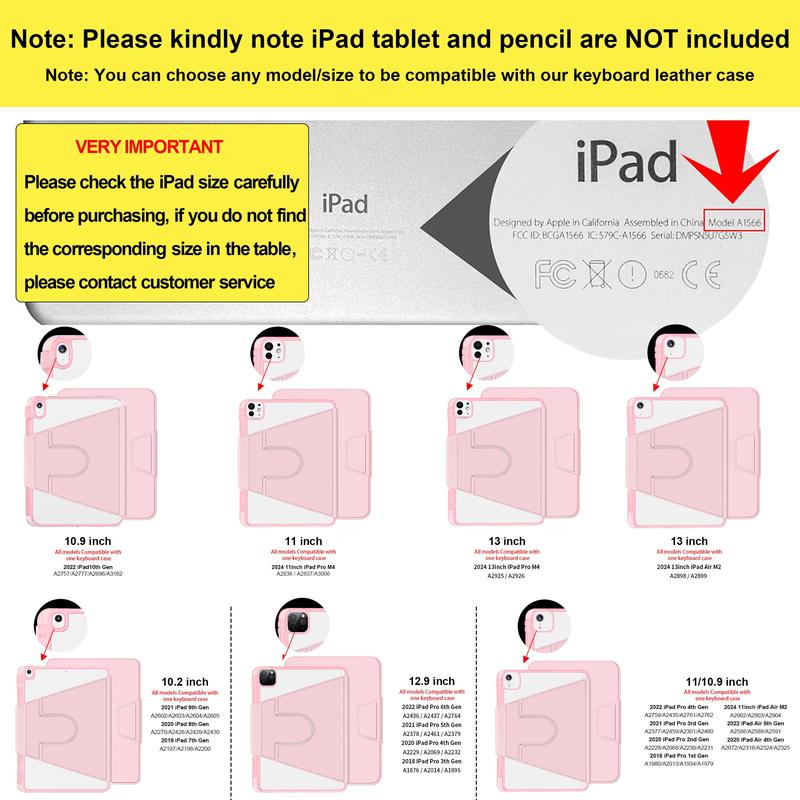 Tablet Keyboard Case with Pen Holder, 1 Count Detachable Wireless Keyboard Leather Cover Case, Stand Folio Keyboard Cover for Ipad, Tablet Casing