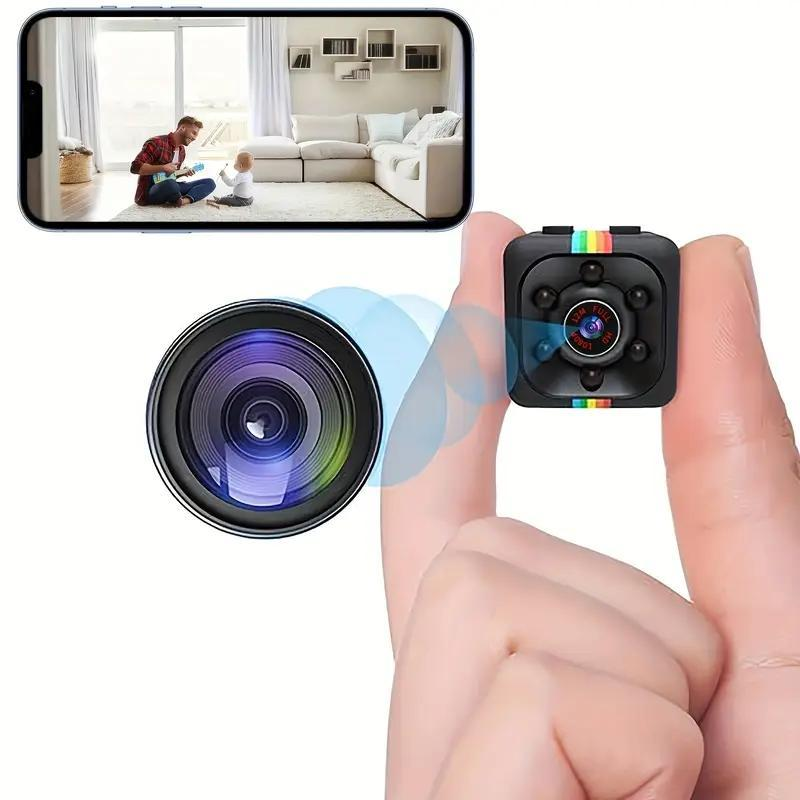 Portable Mini Camera, USB Rechargeable HD Video & Audio Camera, Motion-Detection Camera with Self-Adhesive Bracket, Security Camera for Home & Office