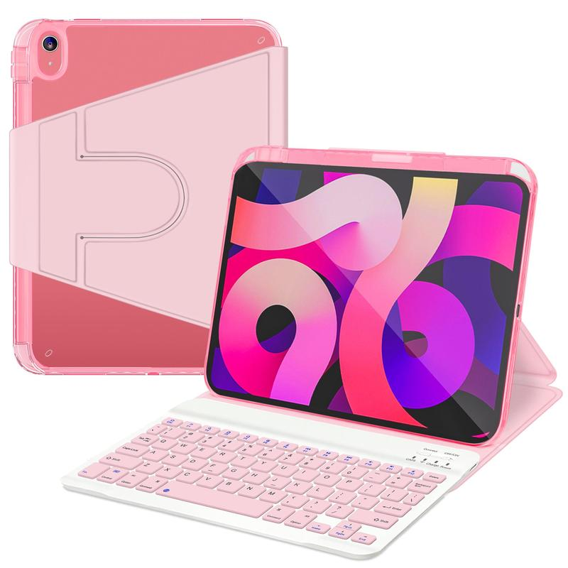 Tablet Keyboard Case with Pen Holder, 1 Count Detachable Wireless Keyboard Leather Cover Case, Stand Folio Keyboard Cover for Ipad, Tablet Casing