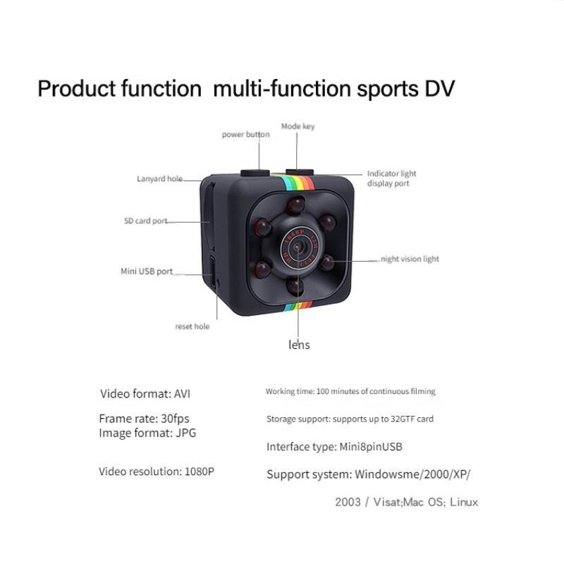 Portable Mini Camera, USB Rechargeable HD Video & Audio Camera, Motion-Detection Camera with Self-Adhesive Bracket, Security Camera for Home & Office