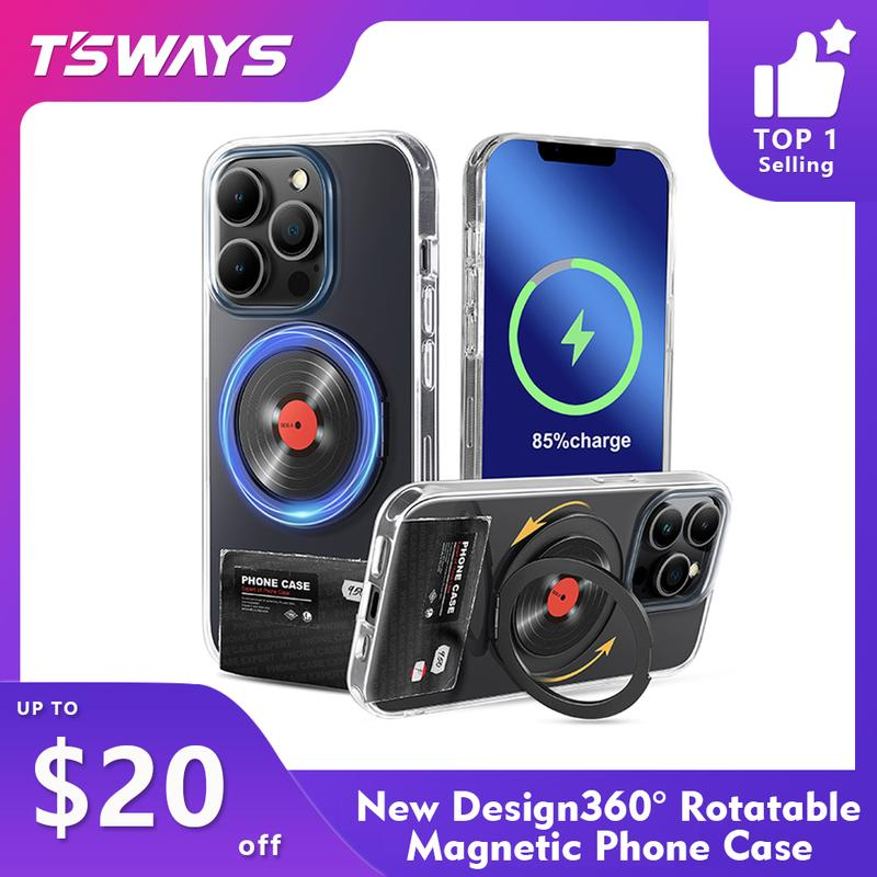 Upgraded Magnetic Stand Case for Iphone 13 14/15Pro/15Plus /14Promax CD Style with 360° Rotatable Ring Shockproof Kickstand Case Compatible with Magsafe