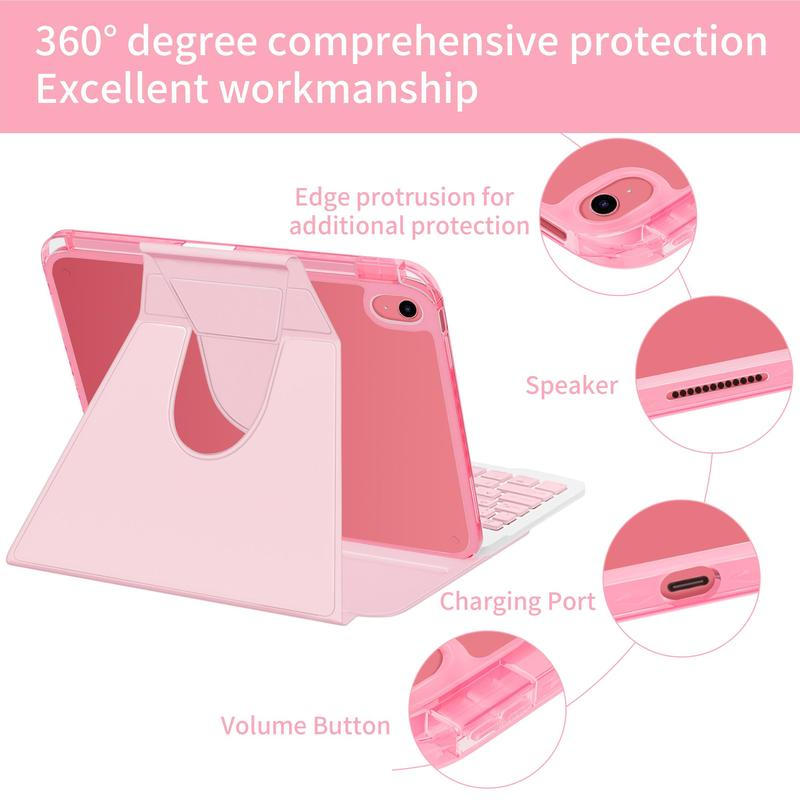 Tablet Keyboard Case with Pen Holder, 1 Count Detachable Wireless Keyboard Leather Cover Case, Stand Folio Keyboard Cover for Ipad, Tablet Casing