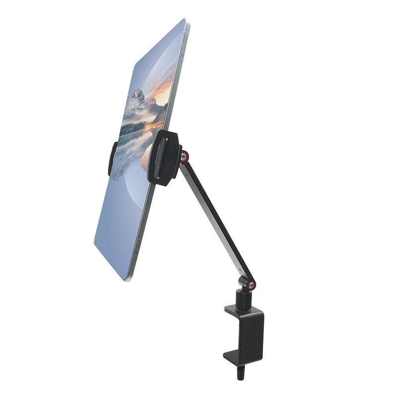 Hot-Selling Universal Portable Display Monitor Stand Live Streaming Shooting Desktop Phone Tablet Computer Stand Adjustable Desktop Phone Holder Cellphone Smartphone Mount Black-Desktop Arm Stand–Tablet Clamp