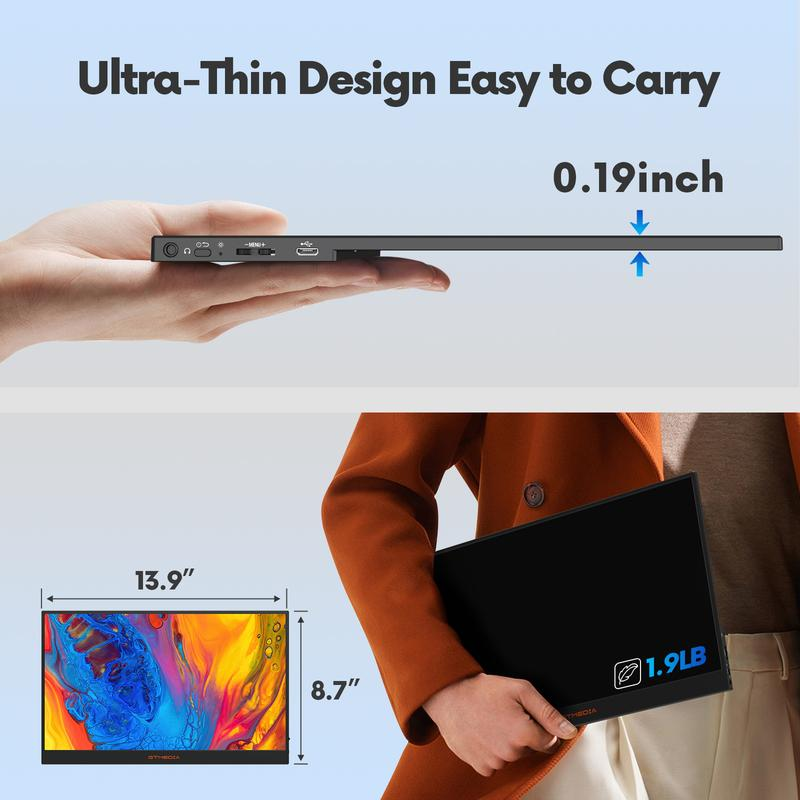 Portable Monitor Laptop 15.6″ Portable Laptops Screen HDMI Laptop Screen Extender Monitor Portable Laptop Monitor Smart Cover for Mac PC Phone PS4 PS5 Gaming