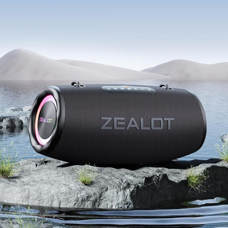 ZEALOT Zealot S87 Portable Wireless Speaker, 1 Count USB Rechargeable 80W Subwoofer Speaker, IPX6 Waterproof Speaker with RGB Light, TWS Speaker