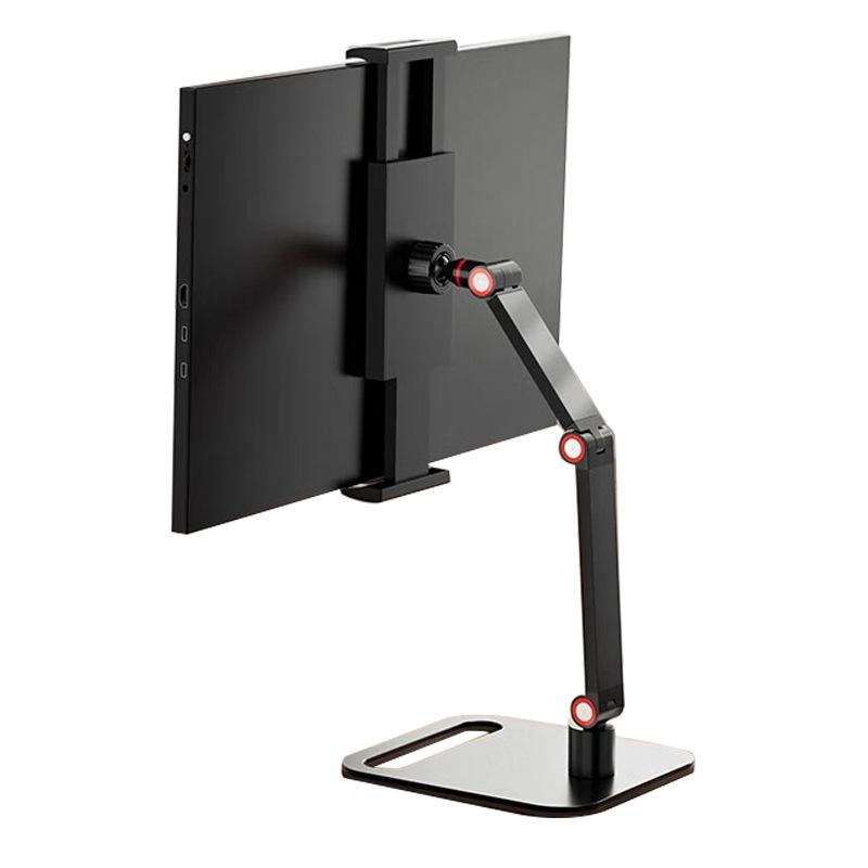 Hot-Selling Universal Portable Display Monitor Stand Live Streaming Shooting Desktop Phone Tablet Computer Stand Adjustable Desktop Phone Holder Cellphone Smartphone Mount Black-Desktop Arm Stand–Tablet Clamp