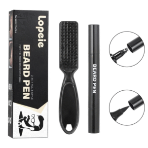 Lopeie Beard Pencil Filler for Men – Waterproof Beard Pen & Brush for Natural Look, Mustache Repair & Beard Enhancer (Black)