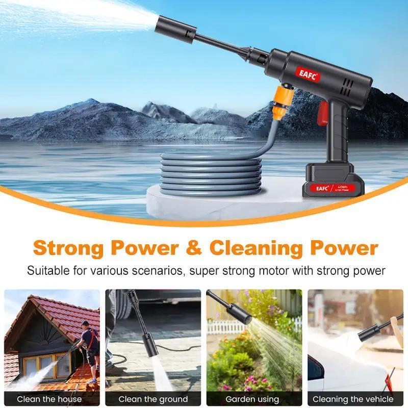 Portable Car Wash Cleaning Machine, Electric Cordless High Pressure Car Wash Gun Washer, High Pressure Car Wash Cleaning Machine, Foam Generator Spray Cleaner Tools for Cleaning Car, Garden, Floors, Car Accessories - Image 4