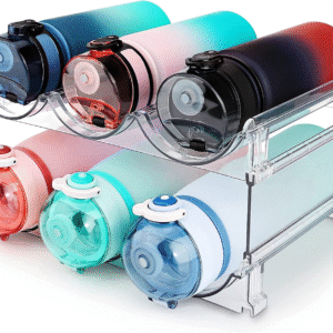 Water Bottle Organizer for Cabinet, Water Bottle Storage Organizer, 2 Packs Water Bottle Storage Rack, Water Bottle Holder for Cabinet, Stackable Water Bottle Storage Rack