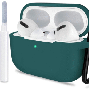 for Airpods Pro 1St/2Nd Generation Case Cover, Protective Silicone Skin Accessories with Keychain for Women Men for Apple Airpods Pro 2019/2022 Charging Case,Front LED Visible-Midnight Green