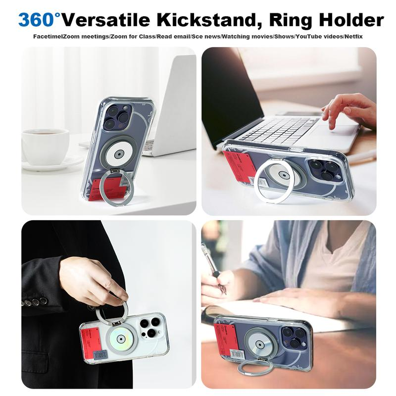 Upgraded Magnetic Stand Case for Iphone 13 14/15Pro/15Plus /14Promax CD Style with 360° Rotatable Ring Shockproof Kickstand Case Compatible with Magsafe