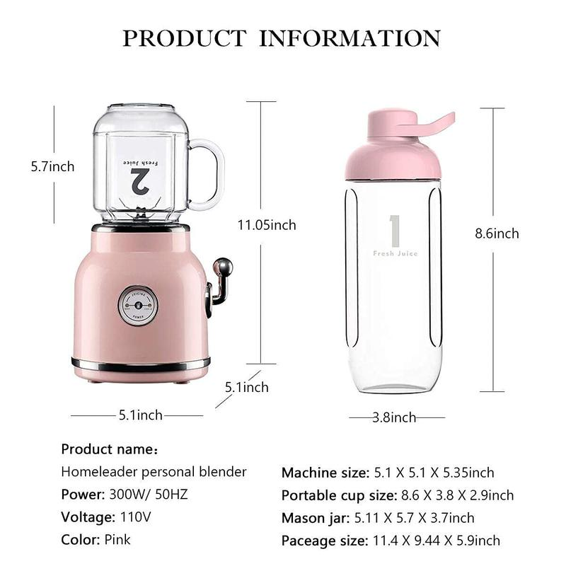 Smoothie Blender, Personal Blender for Shakes and Smoothies, with 6 Sharp Blades, 21Oz Travel Cup and Lids,Pink Machine,Function Blender Juicer