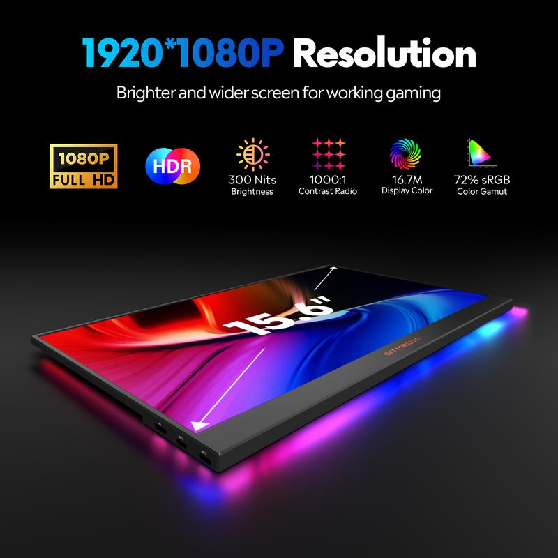 Portable Monitor Laptop 15.6″ Portable Laptops Screen HDMI Laptop Screen Extender Monitor Portable Laptop Monitor Smart Cover for Mac PC Phone PS4 PS5 Gaming