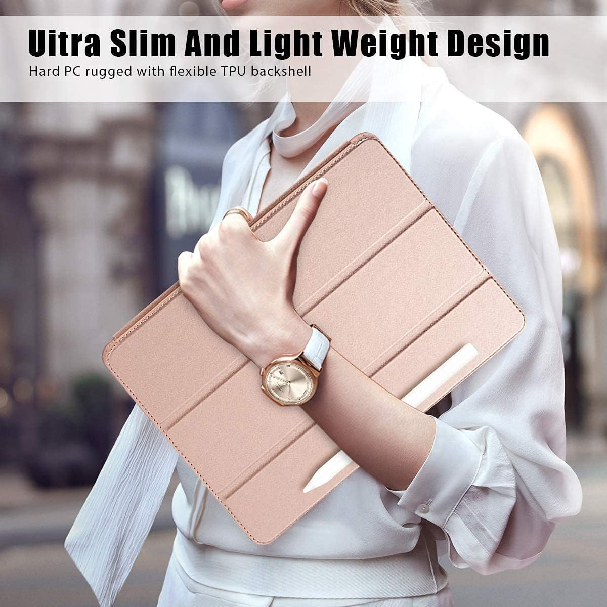 Case for Ipad Air 4Th Generation 2020, Ipad Air 4 10.9 Inch Case, [Support 2Nd Gen Apple Pencil Charging] Translucent Frosted Protective Smart Back Cover for Ipad Air 4 10.9″ 2020, Rose Gold