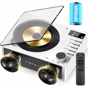 4000Mah Rechargeable CD Player with Dual Speakers, Bluetooth Portable CD Player with FM Radio,Desktop CD Player with Remote Control, LCD Display, Support USB/TF Card/Aux/3.5Mm Headphone Jack for Home