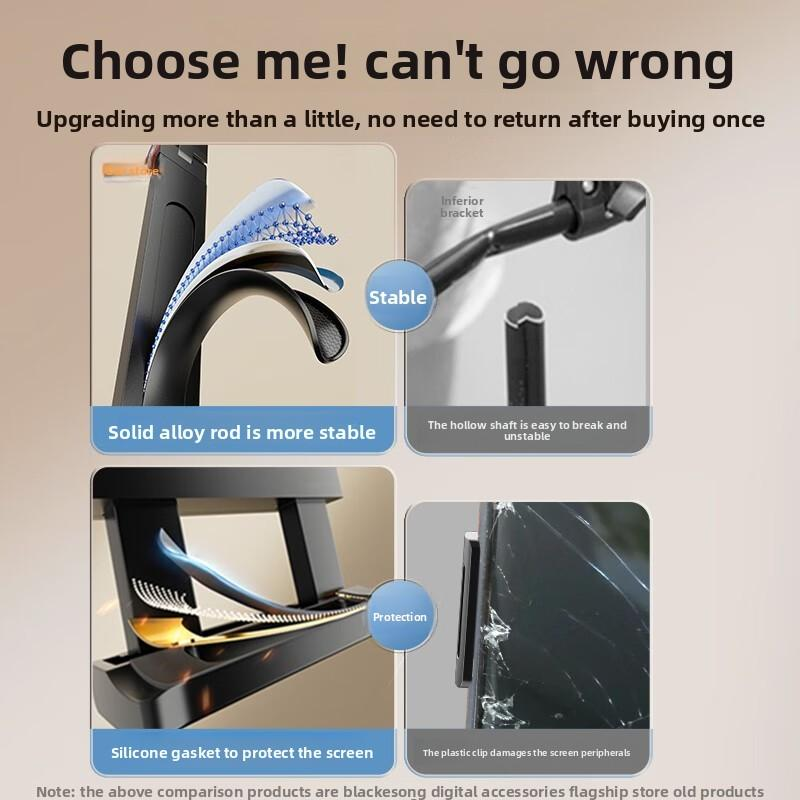 Hot-Selling Universal Portable Display Monitor Stand Live Streaming Shooting Desktop Phone Tablet Computer Stand Adjustable Desktop Phone Holder Cellphone Smartphone Mount Black-Desktop Arm Stand–Tablet Clamp