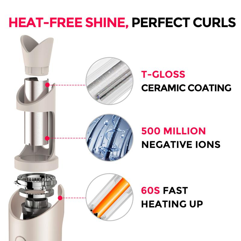 Tymo Curlpro plus 【Cardi B‘S Choice】- Upgraded Automatic Rotating Curling Iron, Long Barrel Curling Wand for Long Hair, Ceramic 1 Inch Hair Curler for Beginner, Comfort, Negative Ion, Beach Waver, Glory Iron Curler,Automatic Curling Iron,Flawless Smooth - Image 7