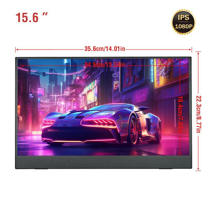 ANMITE 15.6 Inch Portable Monitor, 1 Count 1080P HDR 16:9 Low Blue Light Monitor, Multifunctional Monitor for Xbox/Ps5/5/Switch/Phone/Computer/Laptop