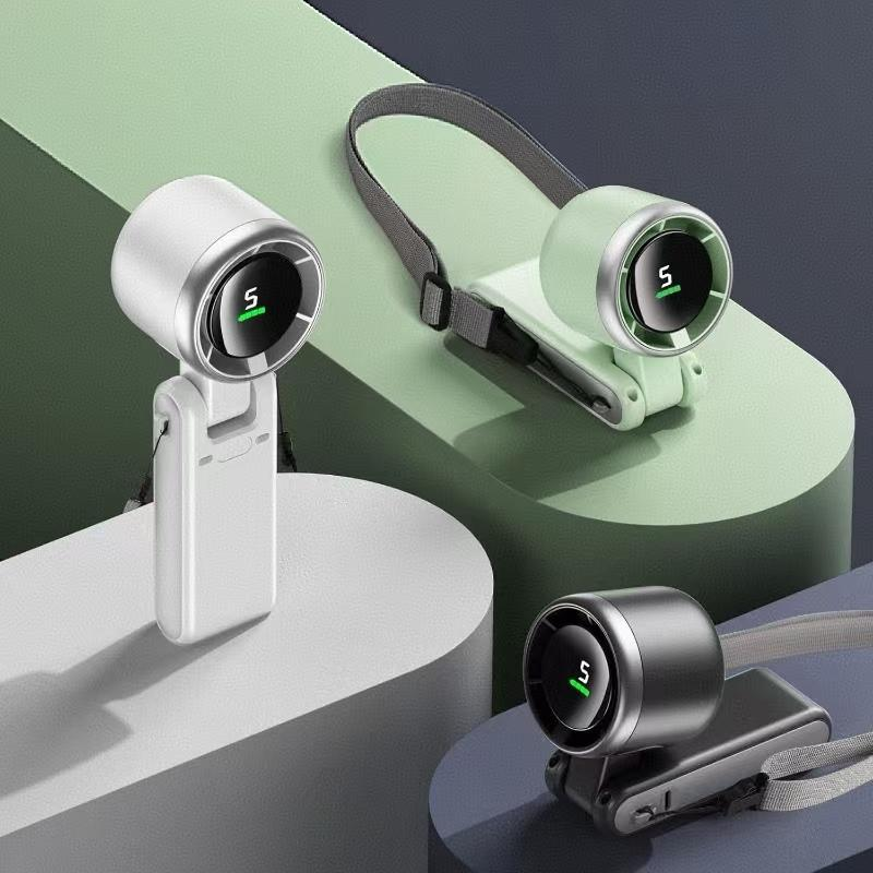 Portable Foldable Handheld Fan, USB Rechargeable 5-Speed Speed Adjustable Mini Pocket Fan, Digital Display Fan for Travel Camping Outdoor Office, Multifunctional Cooling Fan, Rechargeable Personal Fan