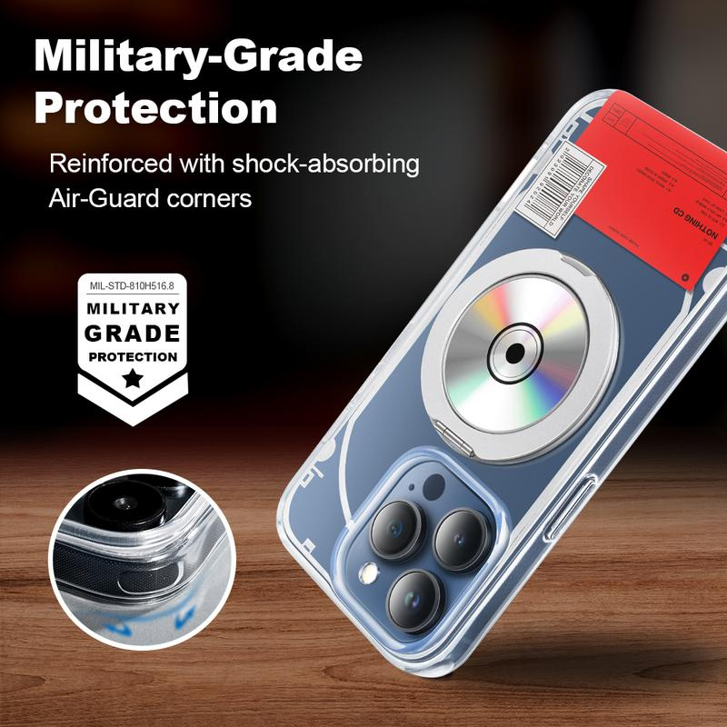 Upgraded Magnetic Stand Case for Iphone 13 14/15Pro/15Plus /14Promax CD Style with 360° Rotatable Ring Shockproof Kickstand Case Compatible with Magsafe