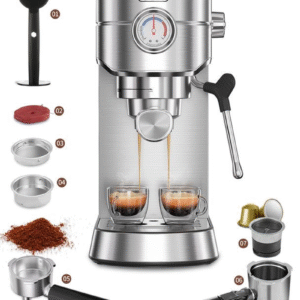 【Springtok】Gevi 20-Bar Espresso Coffee Machine – Professional Semi-Automatic Coffee Maker with Milk Frother Steam Wand