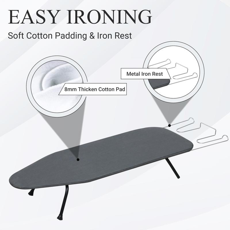 Metal Mesh Panel Tabletop Ironing Board | Foldable Iron Board | Duty Small Iron Board with Heat Resistant Cover and 100% Cotton 8Mm Thicken Pad | 31.5″X11.8″X6.2″