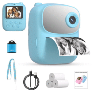 PEICHENG Kids Instant Print Camera (With 3 Rolls of Paper), 12MP Digital Selfie Camera, 1080P Portable Camera with 32GB TF Card, Suitable as Christmas/Birthday/Holiday Toy Gift for Girls & Boys Aged 3-12, Mini Digital Camera (Pink)