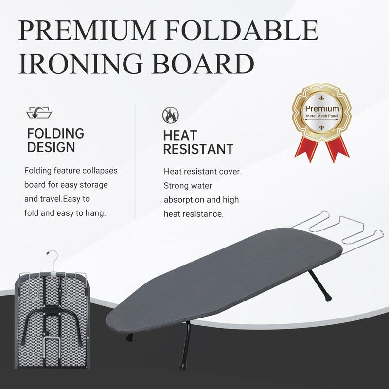 Metal Mesh Panel Tabletop Ironing Board | Foldable Iron Board | Duty Small Iron Board with Heat Resistant Cover and 100% Cotton 8Mm Thicken Pad | 31.5″X11.8″X6.2″